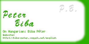 peter biba business card